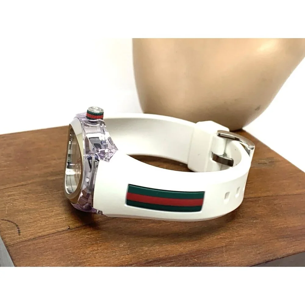GUCCI Women's Watch SYNC YA137302 Swiss Quartz White Rubber Band 36mm - Picture 9 of 14